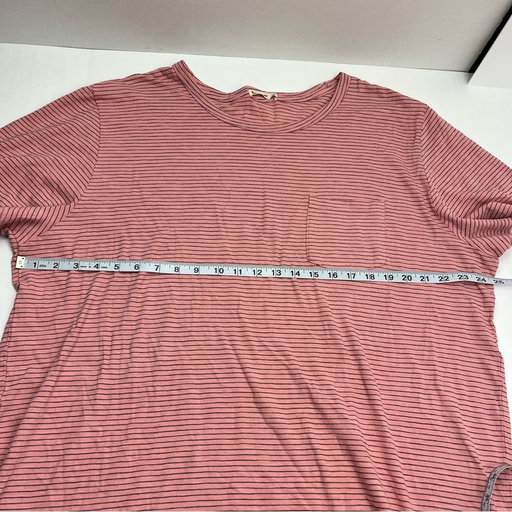 Marine Layer Pink Black Pinstripe‎ Pocket Short Sleeve Shirt Mens XXL *TINY FLAW - Picture 5 of 10